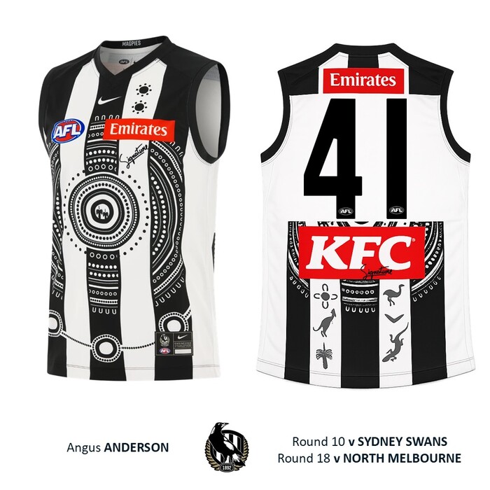 Photo of Angus Anderson #41 Collingwood 2026 Indigenous Guernsey