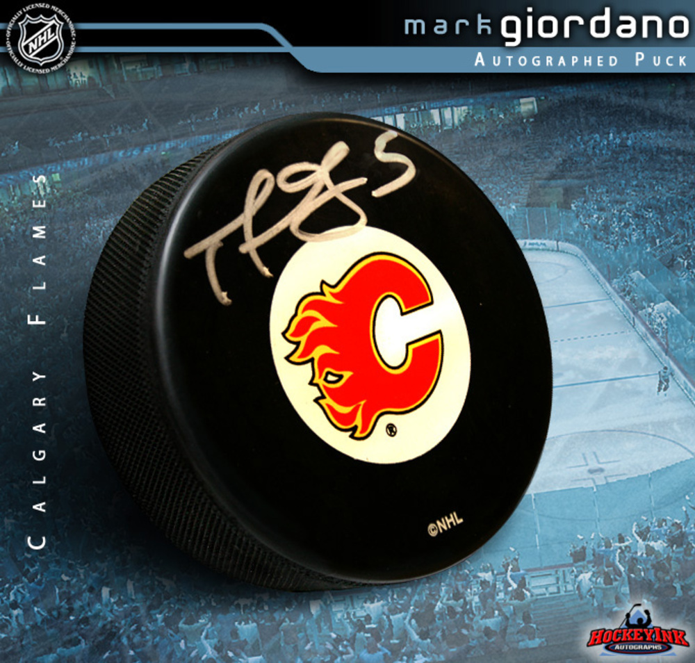 MARK GIORDANO Signed Calgary Flames Puck