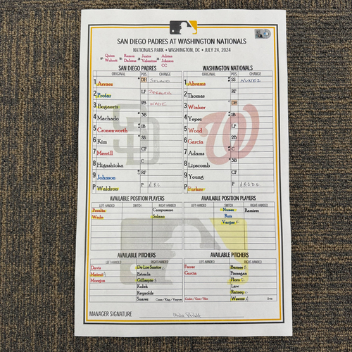 2015 MLB GAME USED LINE-UP CARDラインナップカード 2015 MLB GAME USED LINE-UP CARDラインナップカード