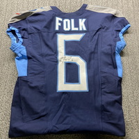 Crucial Catch - Titans Nick Folk Signed Game Worn Jersey (10/13/2024) Si...