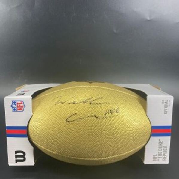 NFL - Patriots Will Campbell Signed Gold Composite Football