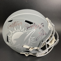 HOF - Dolphins Multi Signed Replica Slate Speed Helmet Signed by Zach Th...