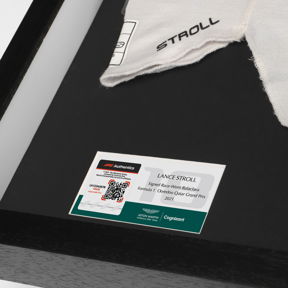 Lance Stroll 2021 Signed Race Used Balaclava Qatar GP F1 Authentics