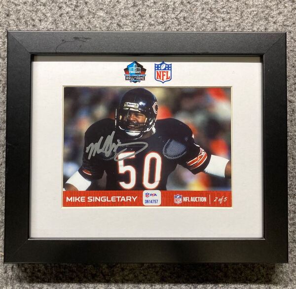 HOF - Bears Mike Singletary NFL Auction Exclusive Signed 5x7 Framed Phot...
