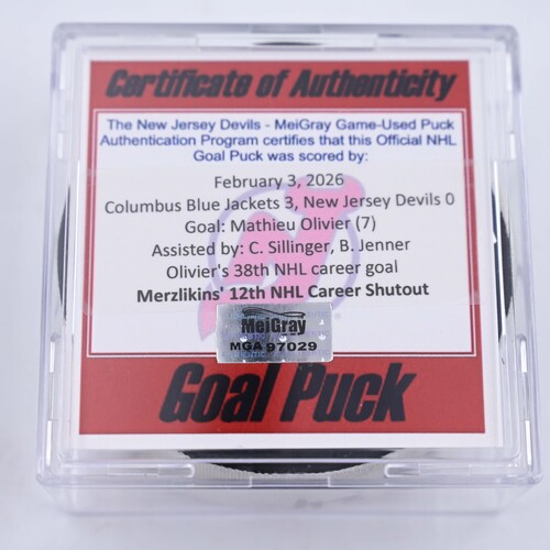 Image of Olivier, Mathieu - Columbus Blue Jackets - February 3, 2026 at New Jersey Devils (Devils Logo)