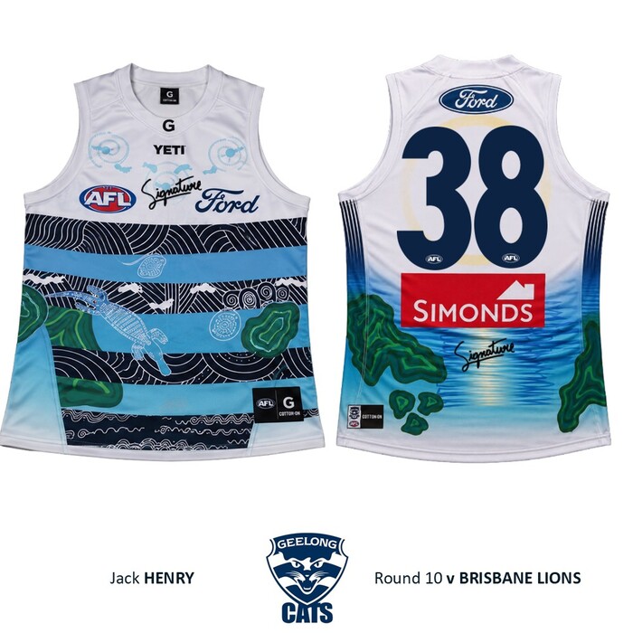 Photo of Jack Henry #38 Geelong Cats 2026 First Nations Clash Match-Worn Guernsey