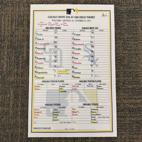 Game-Used or Autographed Line-Up Cards | MLB Auctions