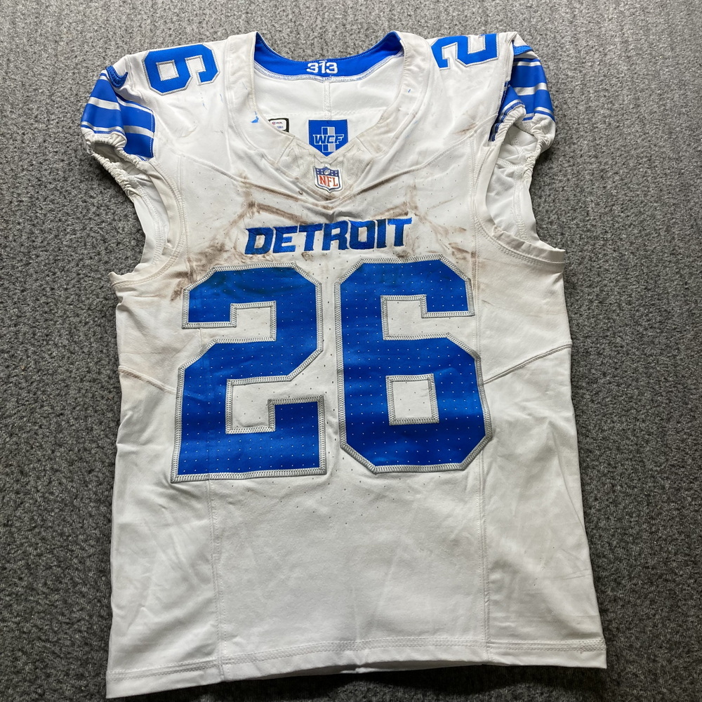 Crucial Catch - Lions Jahmyr Gibbs Game Worn Jersey (10/13/2024