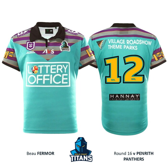 Photo of Beau Fermor #12 Gold Coast Titans 2026 Heritage Jersey