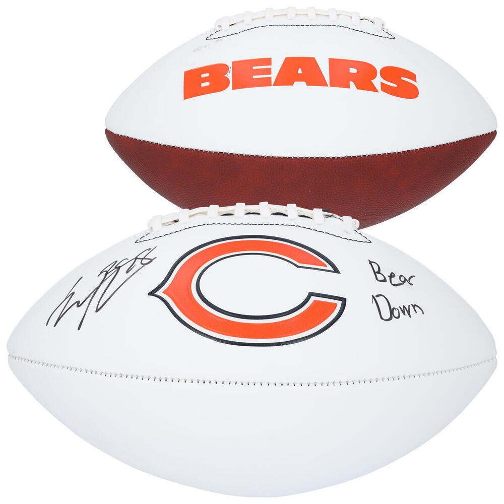 Connor Bedard Chicago Blackhawks Autographed Chicago Bears White Panel Football with 