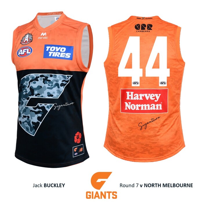 Photo of Jack Buckley #44 GWS GIANTS Anzac Round Match-Worn Jumper