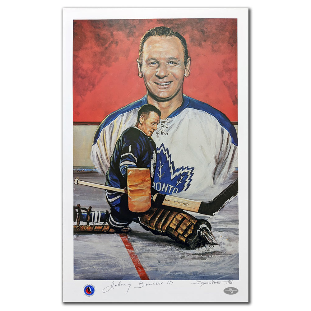 Johnny Bower Toronto Maple Leafs HHOF Legends Of Hockey Artwork Series Autographed 12x20 Lithograph LTD/200