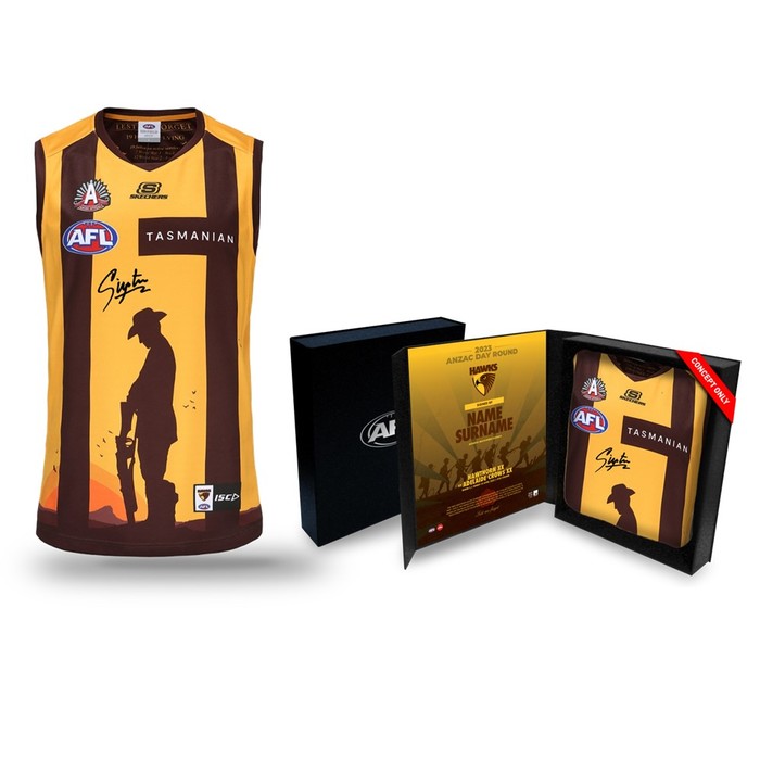 Jai Newcombe Hawthorn ANZAC Day Round Match-Worn Signed Player Guernsey  