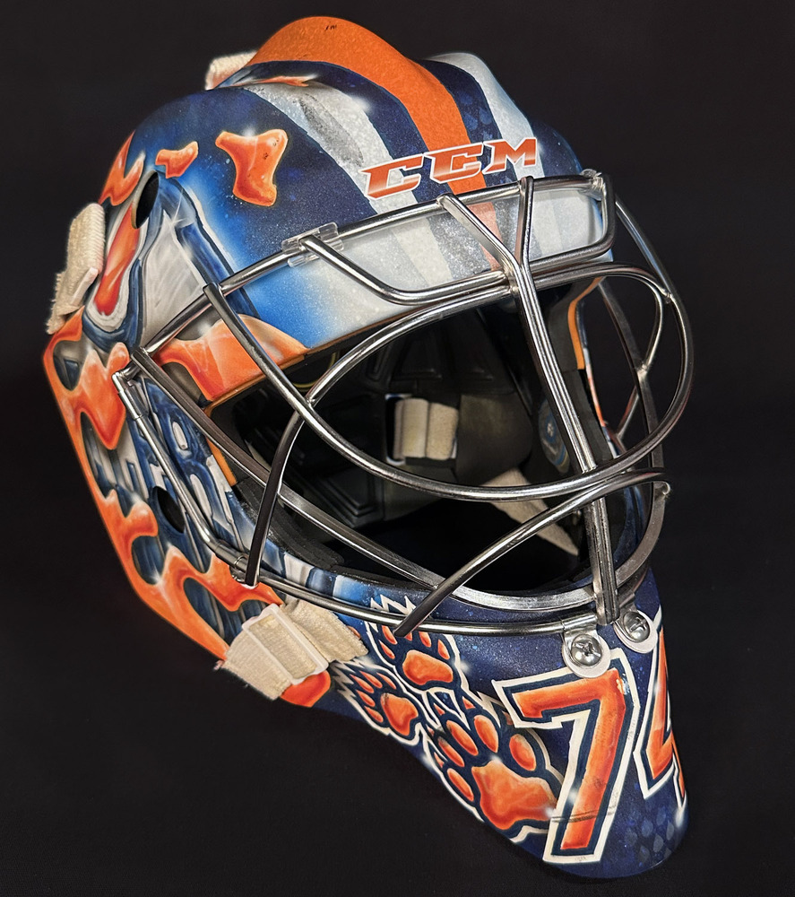 Stuart Skinner #74 - 2024-25 Edmonton Oilers Game-Used Goal Mask Worn For Home Games & Practices Including the 2025 Stanley Cup Final