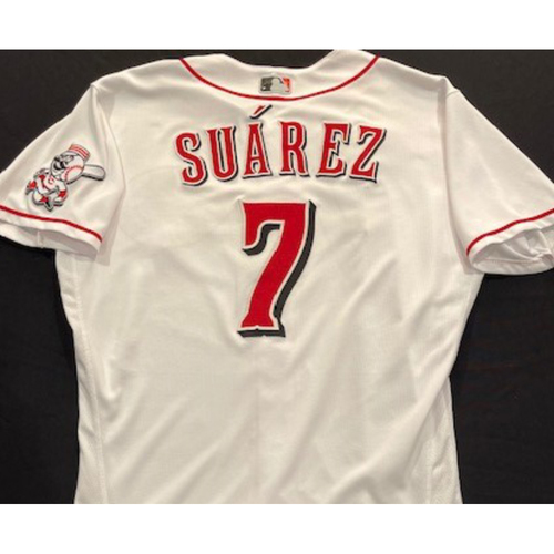 Eugenio Suarez - 2020 Home White Jersey - Game-Used - Size 46 - Worn for Reds Opening Day (7/24/20) and First HR of 2020 Season (8/4/20)