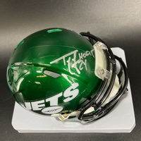 HOF - Jets Ty Law Signed Mini Helmet with HOF 19 Inscription