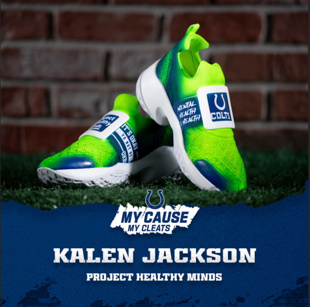 MCMC - Indianapolis Colts Kalen Jackson Custom Cleats - Supporting Project Healthy Minds