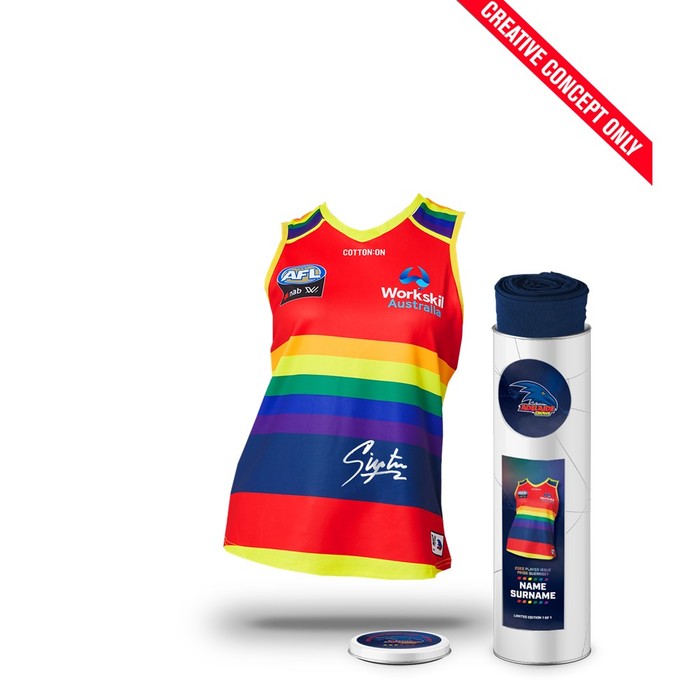 Caitlin Gould 2022 Signed AFLW Adelaide Crows Player Issue Pride Guernsey