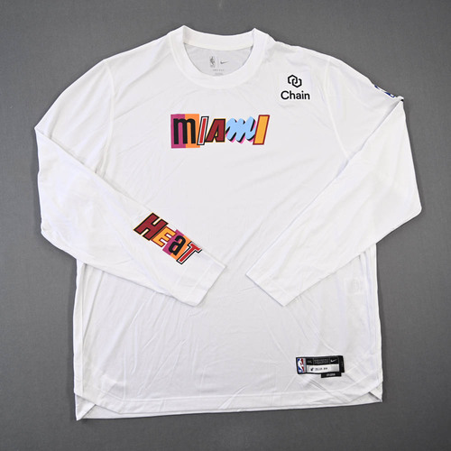 Image of Zeller, Cody - Miami Heat - Game-Issued City Edition Long-Sleeved Shooting Shirt - 2022-23 NBA Season