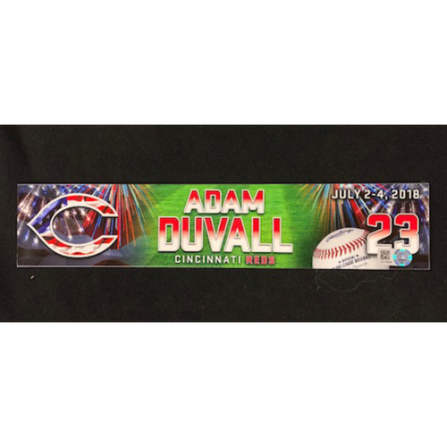 Adam Duvall Game Used Stars Stripes Locker Tag 07 Adam Duvall Game Used Stars Stripes Locker Tag 07