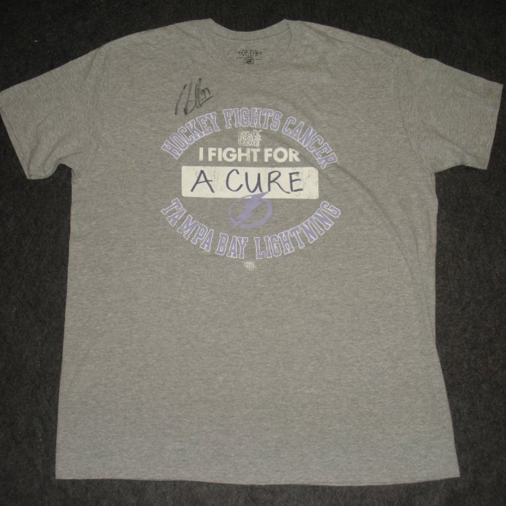 NHL Player Media Tour Victor Hedman Tampa Bay Lightning Hockey Fights Cancer Autographed