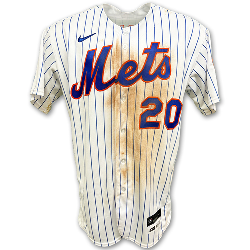 Pete Alonso #20 - Game-Used White Pinstripe Jersey - 2022 NL