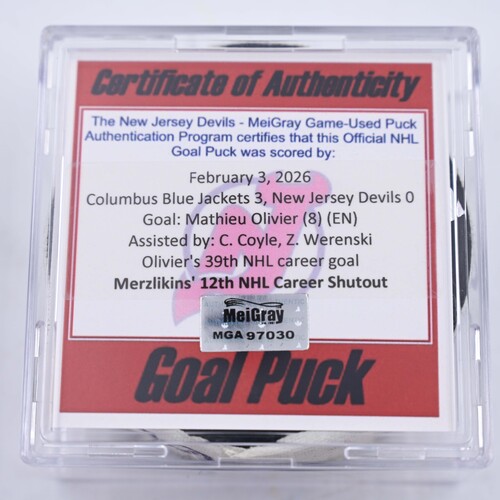Image of Olivier, Mathieu - Columbus Blue Jackets - February 3, 2026 at New Jersey Devils (Devils Logo)