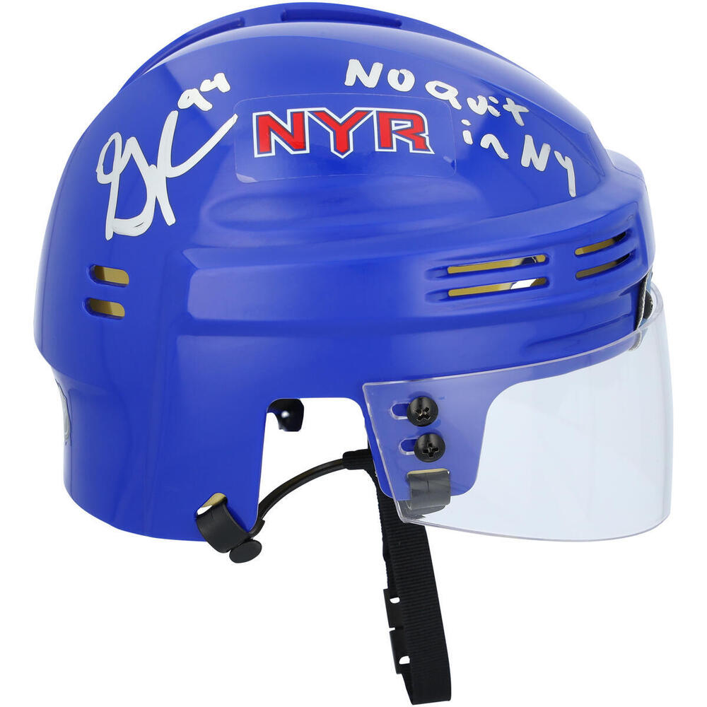 Gabe Perreault New York Rangers Autographed Blue Mini Helmet with 