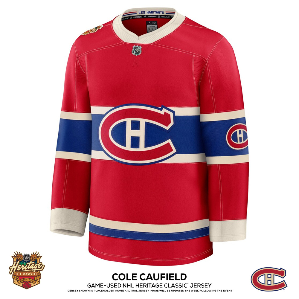 Cole Caufield Montreal Canadiens Game-Used #13 Red Jersey vs. Winnipeg Jets on October 25, 2026 - Worn During the First Period