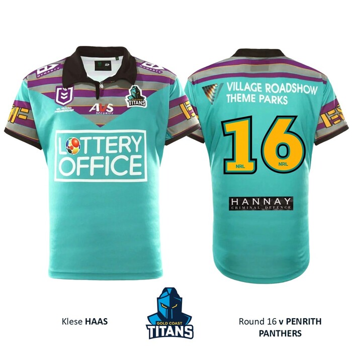 Photo of Klese Haas #16 Gold Coast Titans 2026 Heritage Jersey