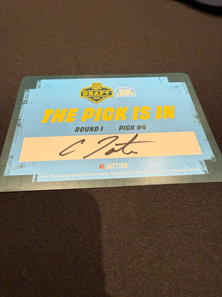 Carnell Tate Autographed Commemorative Draft Card - First NFL uction Off...