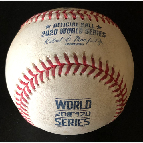 Game-Used Baseball - 2020 World Series - Los Angeles Dodgers vs. Tampa Bay Rays - Game 4 - Pitcher: Julio Urias, Batters: Yandy Diaz (Strike Out on Foul Tip), Randy Arozarena (Foul) - Bot 1