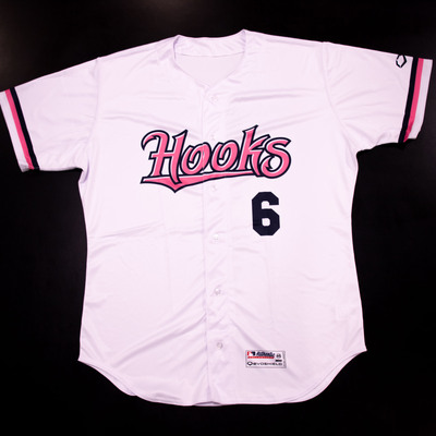 #6 Zach Cole - Hooks Pink in the Park Game Used Jersey
