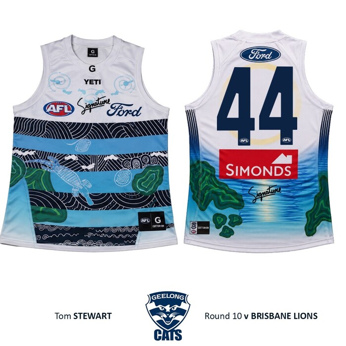 Photo of Tom Stewart #44 Geelong Cats 2026 First Nations Clash Guernsey