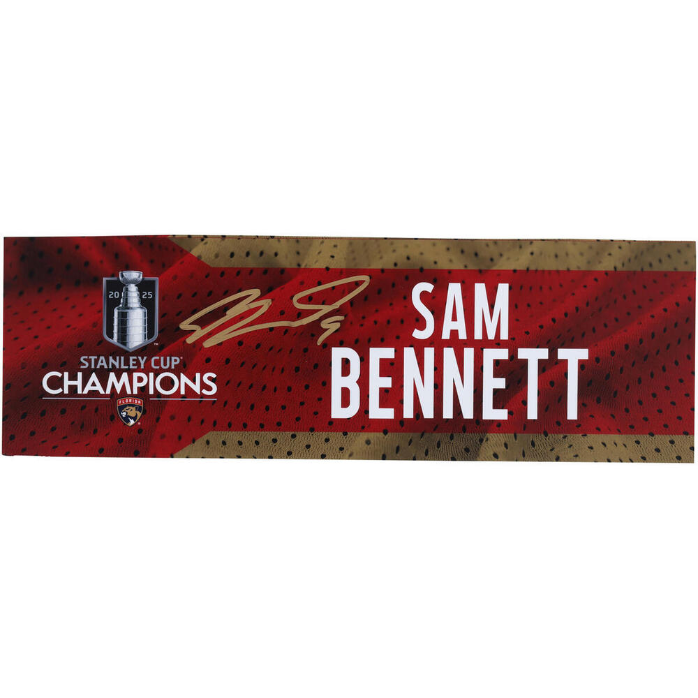 Sam Bennett Florida Panthers Autographed 2025 Stanley Cup Champions Event-Used Nameplate - Used During the Stanley Cup Champions Signing 