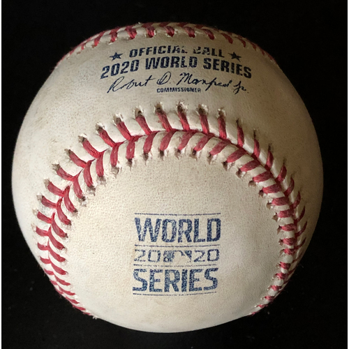 Game-Used Baseball - 2020 World Series - Los Angeles Dodgers vs. Tampa Bay Rays - Game 4 - Pitcher: Kenley Jansen, Batters: Yoshitomo Tstutsugo (Strike Out Swinging), Kevin Kiermaier (Single to Center Field), Joey Wendle (Foul) - Bot 9