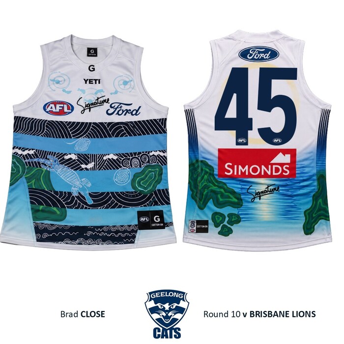 Photo of Brad Close #45 Geelong Cats 2026 First Nations Clash Match-Worn Guernsey