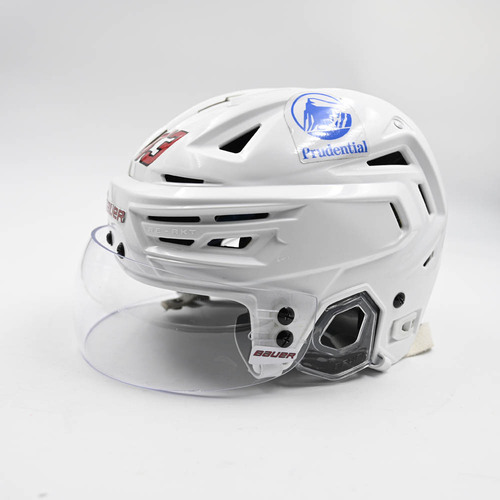 Image of Hughes, Luke - Game-Worn White, Bauer Helmet w/ Bauer Shield - 2025-26 NHL Season
