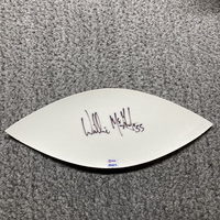HOF - Patriots Willie McGinest Signed WhIte Panel With HOF Logo