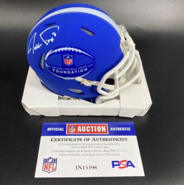 NFL - Lions Jack Fox Signed Mini Helmet with NFL Foundation Logo