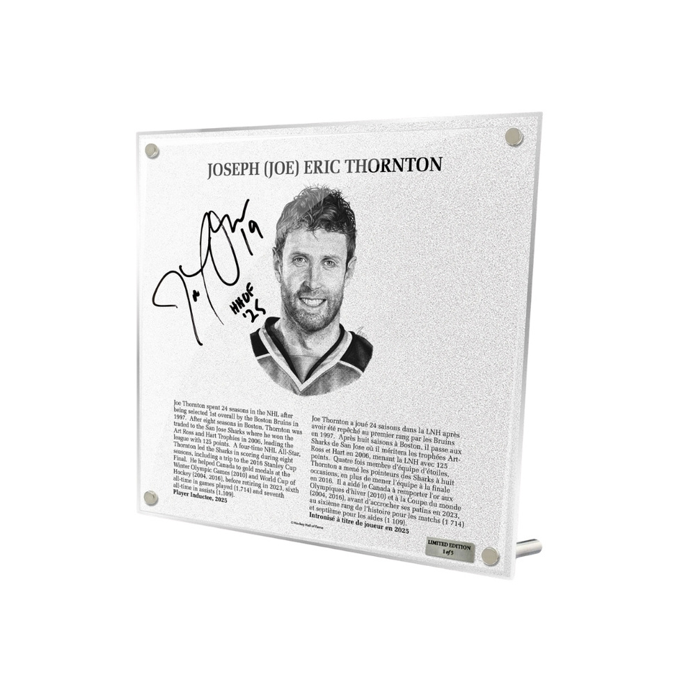 Joe Thornton Autographed Legends Line Honoured Member Plaque - Limited Edition 3/5