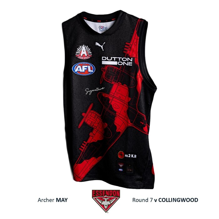 Photo of Archer May #26 Essendon 2026 ANZAC Guernsey 