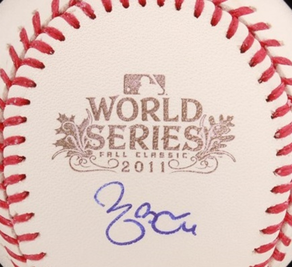 Yadier Molina Autographed 2011 WS Logo Baseball | MLB Auctions