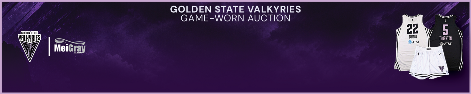 A selection of game-worn Golden State Valkyries game-worn jerseys and shorts