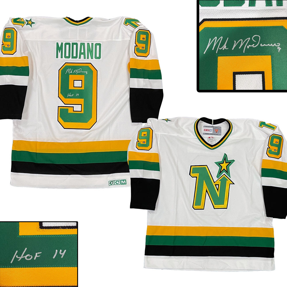 MIKE MODANO Signed Minnesota North Stars White CCM Jersey - HOF 2014