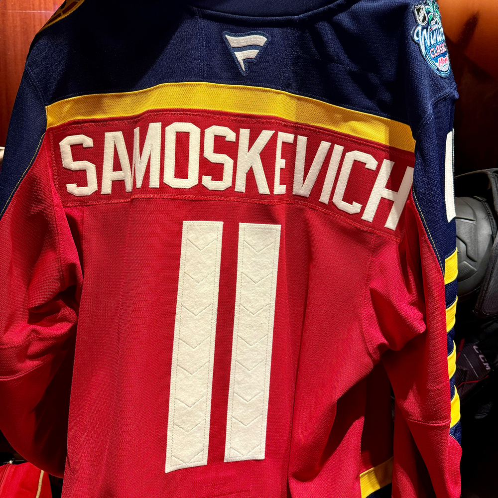 Mackie Samoskevich Florida Panthers #11 2026 NHL Winter Classic Game-Used Red Jersey - Worn During the 1st Period on January 2, 2026 - Size 56