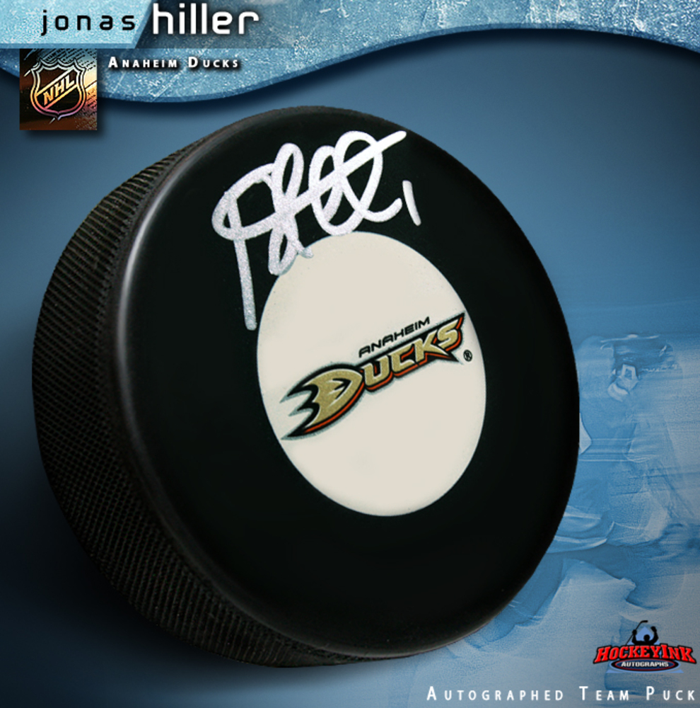 JONAS HILLER Signed Anaheim Ducks Puck