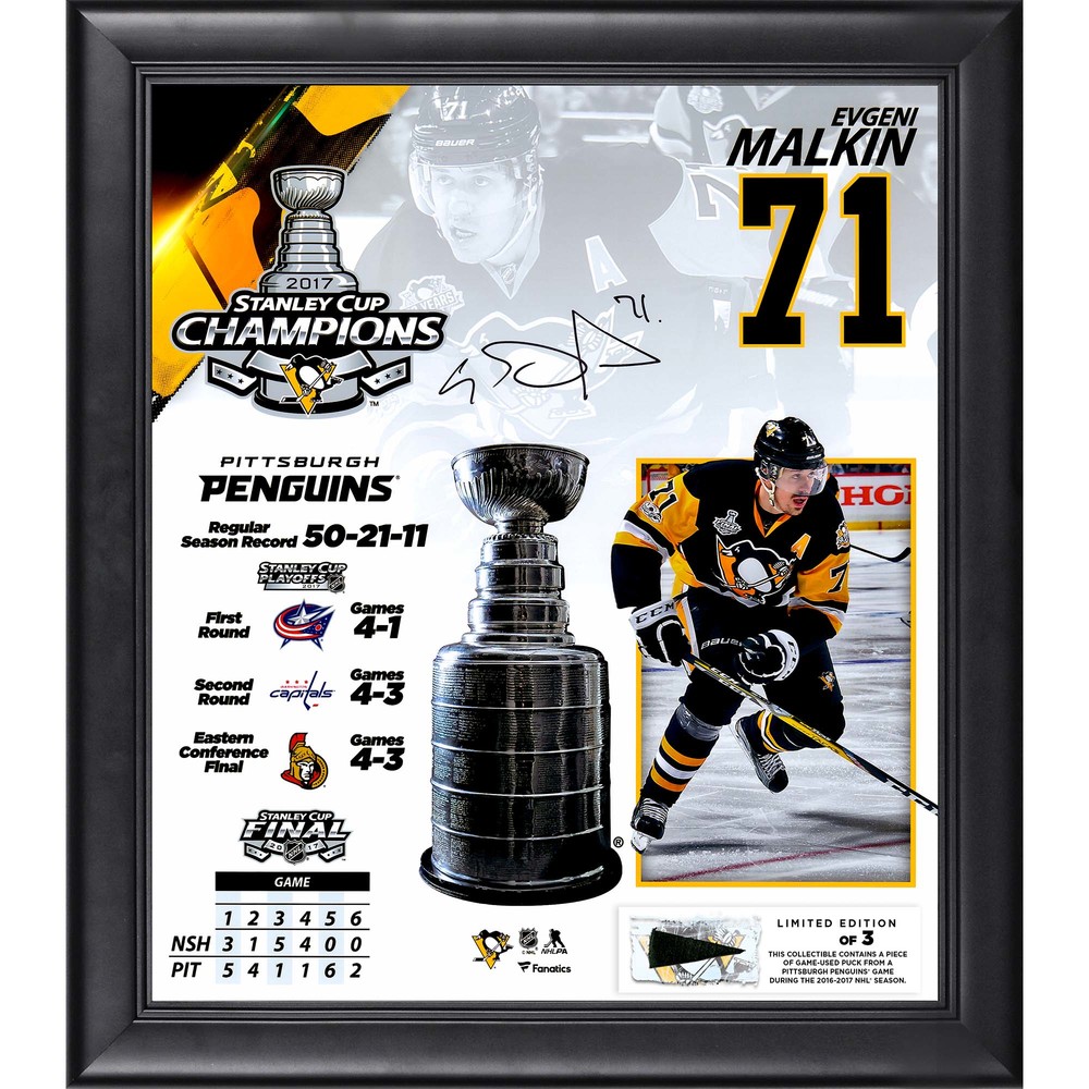 Evgeni Malkin Pittsburgh Penguins Framed 2017 Stanley Cup Champions Autographed 15