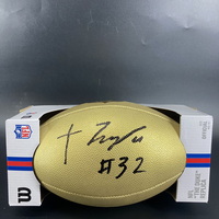 NFL - Patriots TreVeyon Henderson Signed Gold Composite Football