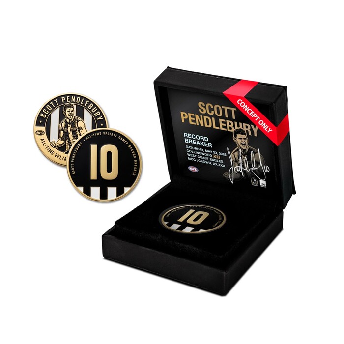 Photo of Scott Pendlebury #10 Collingwood SP433 Record Breaker Coin Toss Coin